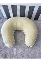 jaju baby handmade yellow waffle pique fabric deer design breastfeeding pillow with pompom support cushion