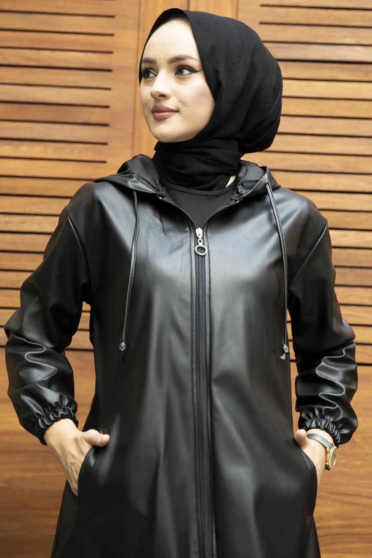 Hooded Leather Cap Turkey Muslim Fashion Islam Clothing Dubai Istanbulstyles Istanbul 2021