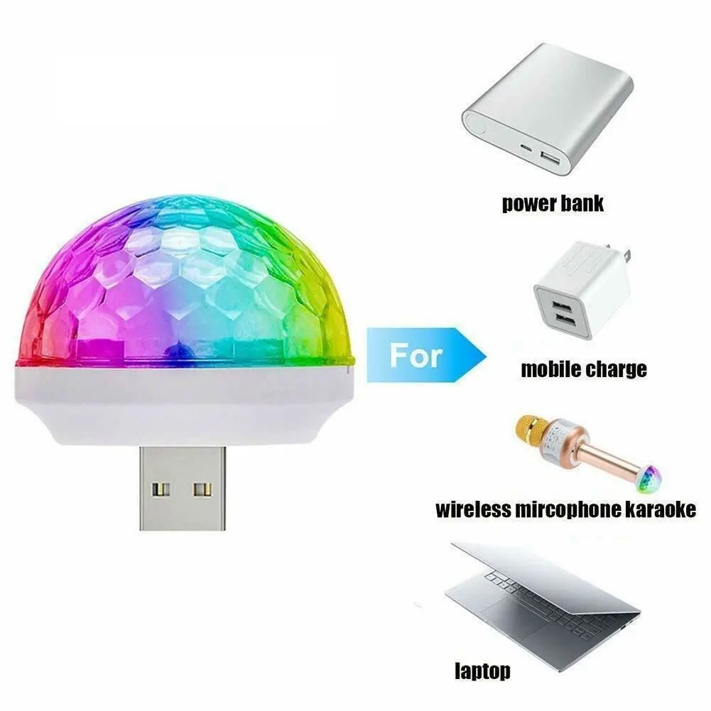 

Voice and Music Sensitive Mini Disco Ball In-Car Usb Phone Microphone Compatible Party Disco Ball Laser Birthday