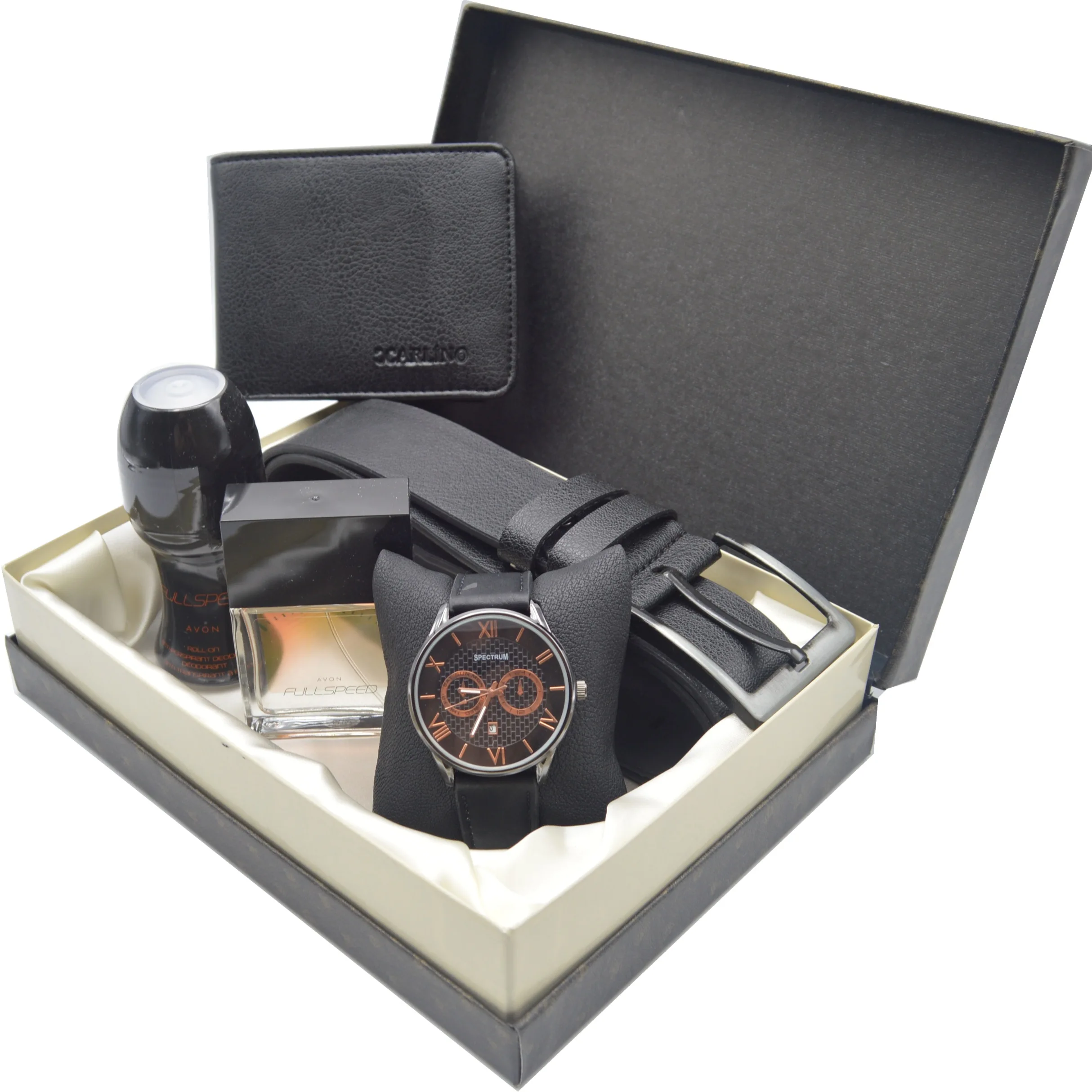 

Men's Watch Gift Set - Watch - Avon Parfum - Belt - Wallet