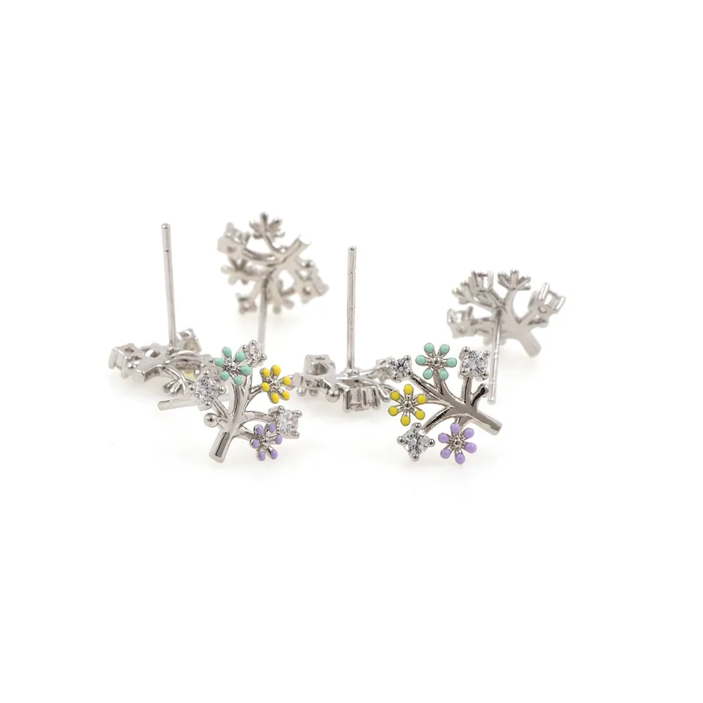 

Micropavé Silver Tree Of Life Earrings,Lucky Tree Crystal Earrings,DIY Jewelry Making Accessories
