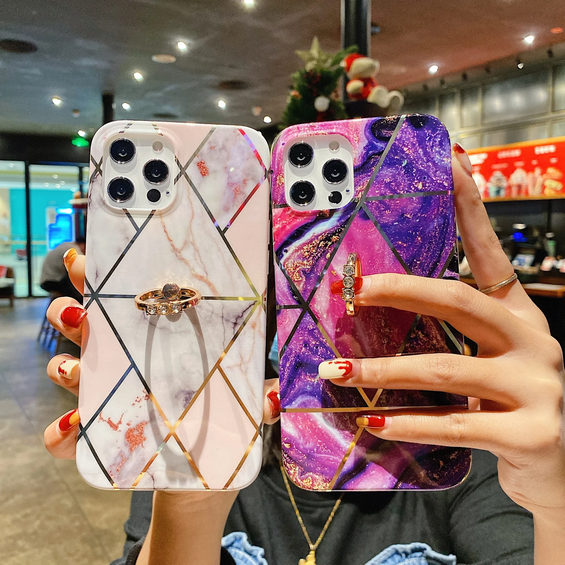 

Splice Marble Ring Holder Phone Case For iphone 11 12 Pro Max Soft Back Cover For iphone XS Max XR X 7 8 Plus Funda Coque