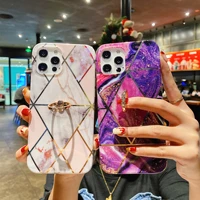 splice marble ring holder phone case for iphone 11 12 pro max soft back cover for iphone xs max xr x 7 8 plus funda coque