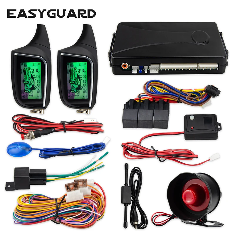 EASYGUARD Универсальный 2 полосная автомобильная сигнализация Системы ЖК пейджер