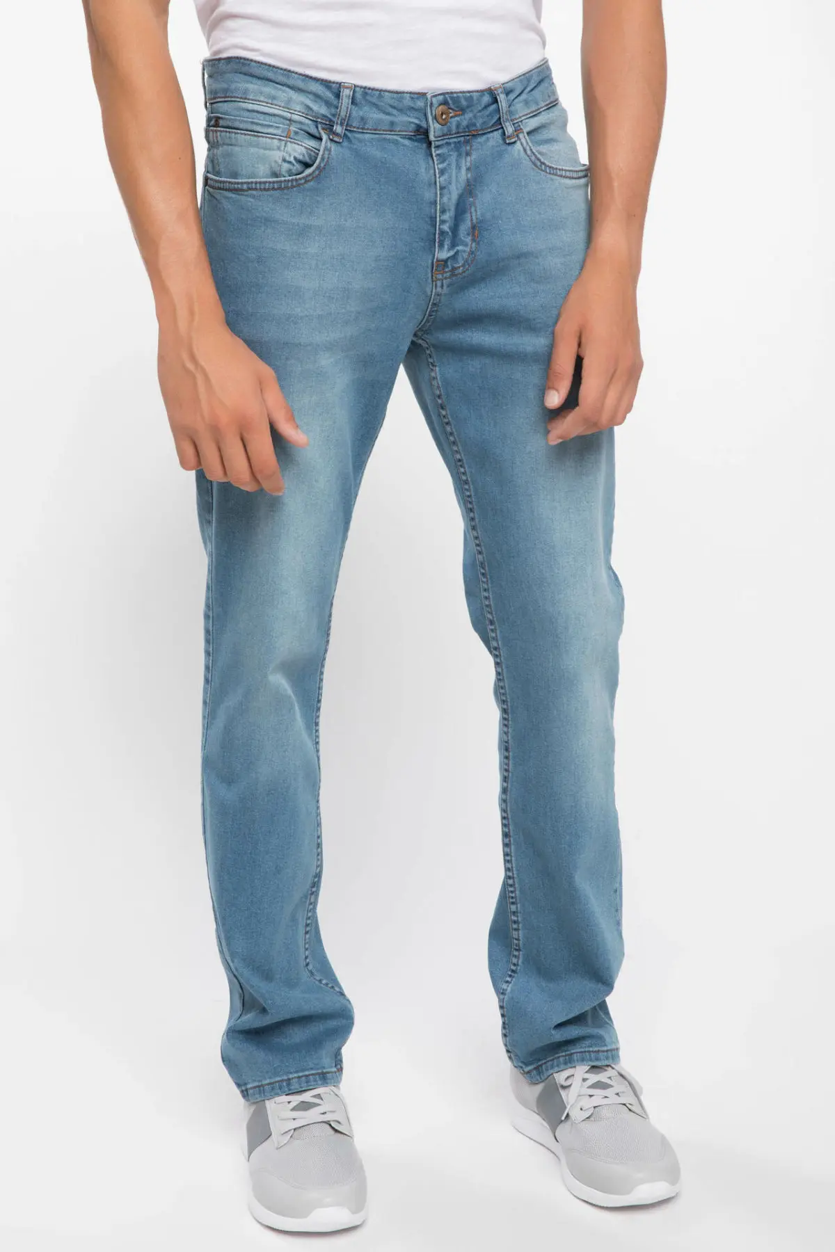 Дефакто вымытые мужские джинсы повседневные свободные с низкой талией длинные