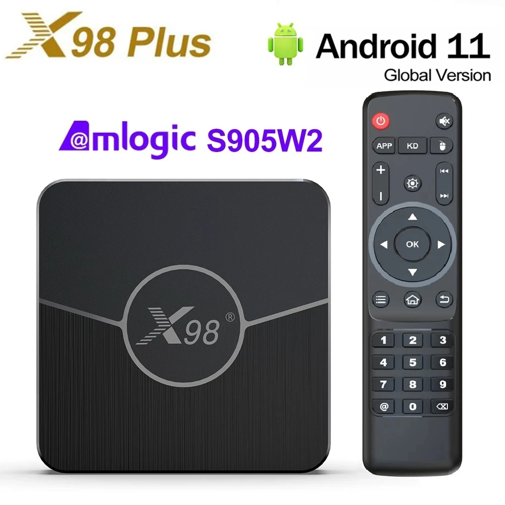 

X98 Plus TV Box Android 11 Amlogic S905W2 2G 16GB Support AV1 Dual Wifi HDR 10+ H.265 Youtube Media Player 32GB/64GB Set Top Box