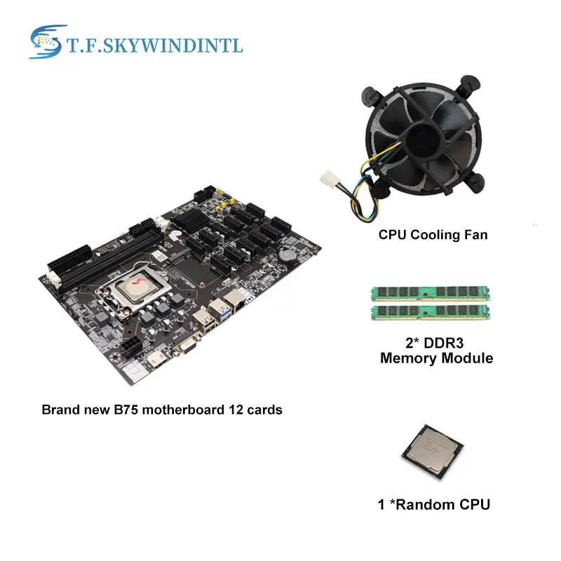 B75 eth motherboard with 1155 CPU B75 12 PCIE GPU 4/8GB DDR3  PCIE GPU Mining ETH Motherboard For Bitcoin Ethereum Miner