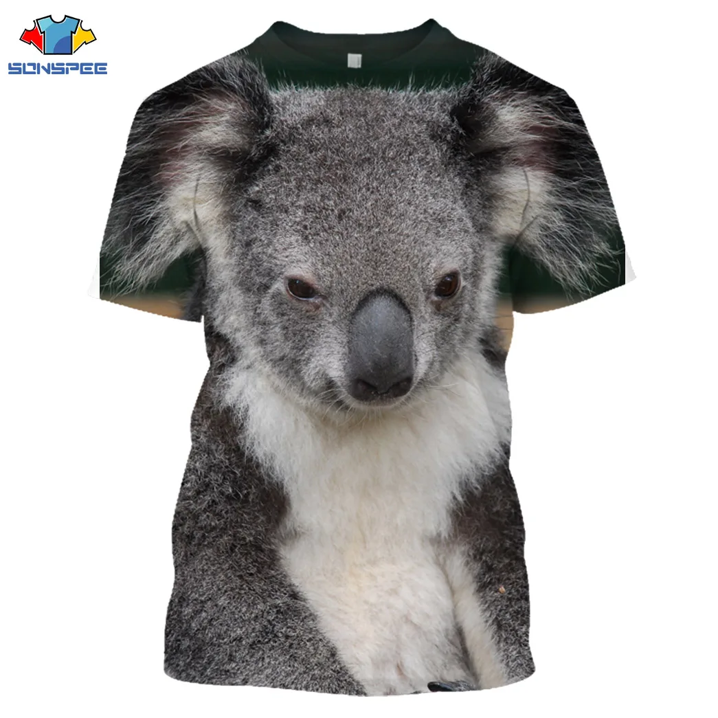 

SONSPEE Summer Unisex Casual T-Shirt Short-Sleeved Funny Koala Animal 3D Printing T Shirt Men Pullover Tees Tops Women Clothing