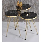 Роскошный дизайн 3 шт., кофейный столик с золотым мраморным рисунком, прикроватный столик, боковой журнал, кофейный столик с мраморным рисунком