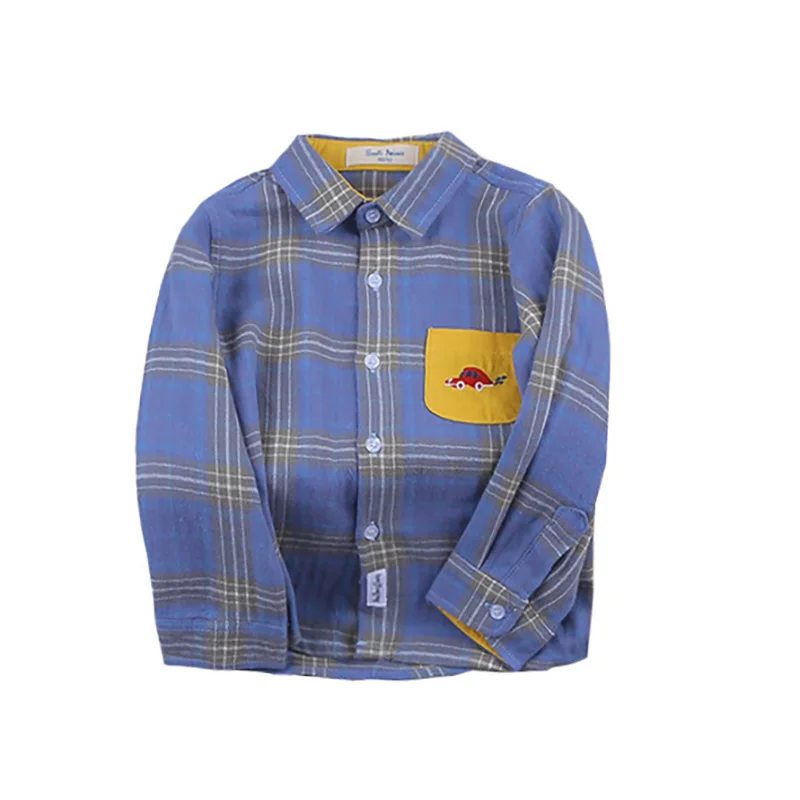 

Toddler Shirt Spring Autumn Boys Cotton Plaid Long Sleeve Lapel Top Infants 2 3 Years Fashion Exquisite Clothes Kids Costume