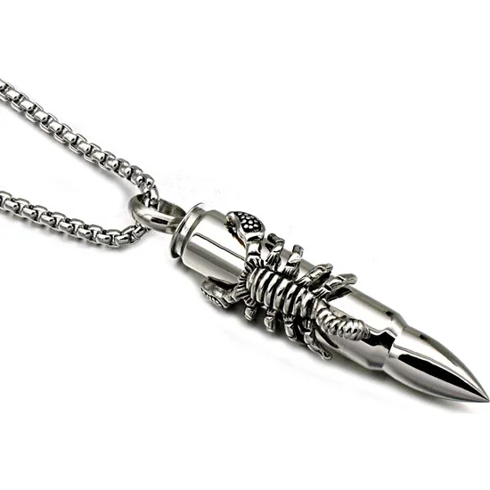 

Drop-in Lead Design Scorpion Steel Men's Necklace