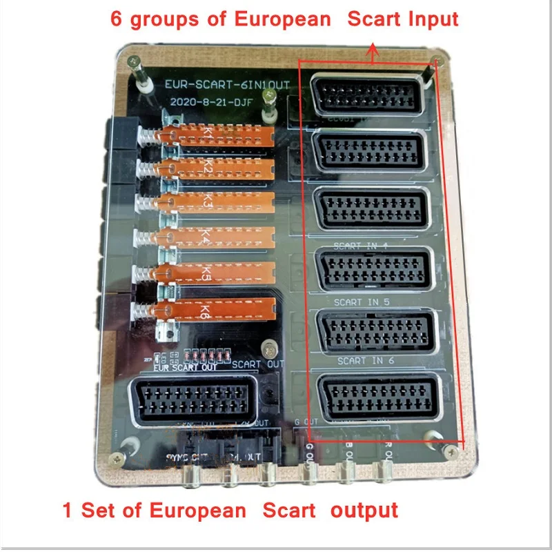 Мини-преобразователь Scart 6 в 1 акриловый чехол SVHS RCA AV TV Audio автоматический