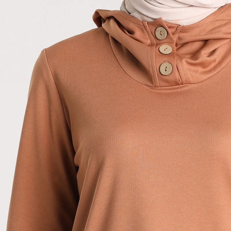 

Two Piece Sets Women Hooded Tracksuit Buttoned Hoodie + Pants Jogging Fleece Over Plus Size Suit Muslim Sportswear Female Casual