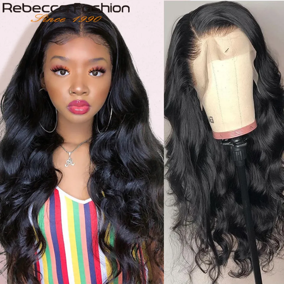 

Короткие парики Rebecca Bob, бразильские волнистые парики на сетке спереди, предварительно выщипанные парики 13x4 на сетке спереди, человеческие в...