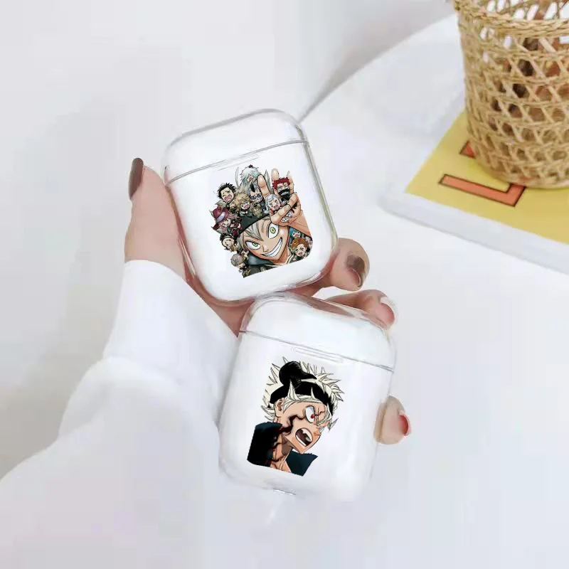 Прозрачные мягкие силиконовые чехлы из ТПУ для Airpods с рисунком черного клевера