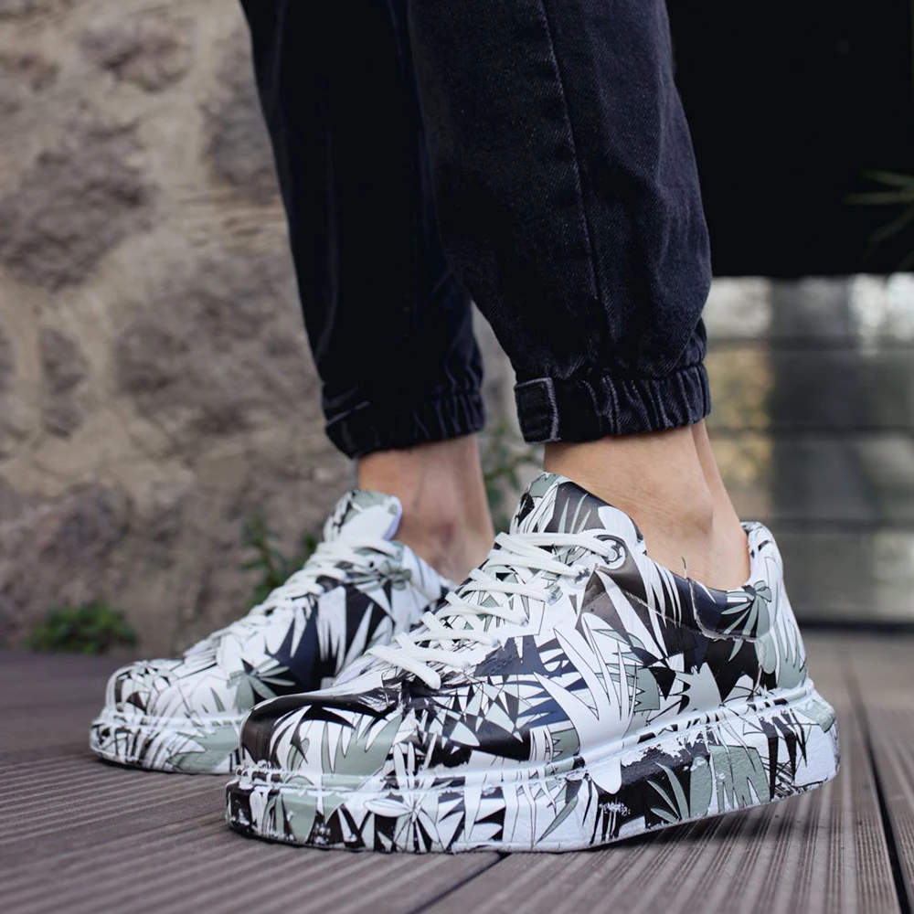 chekich women men shoes black and white pattern non leather unisex sneakers lace up printed summer autumn seasons skateboard couples lovers light ca