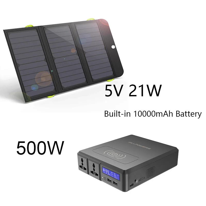 

Солнечная панель ALL POWER S, 5 В, 21 Вт, встроенный внешний аккумулятор 10000 мАч, 154 Вт, 41600 мАч, зарядное устройство для аккумулятора, портативный ген...
