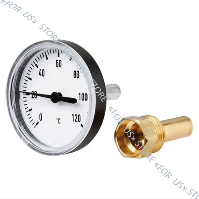 Термометр с гильзой 1/4" 0℃ - 120℃ для жидкости и газа отопления водяных паровых
