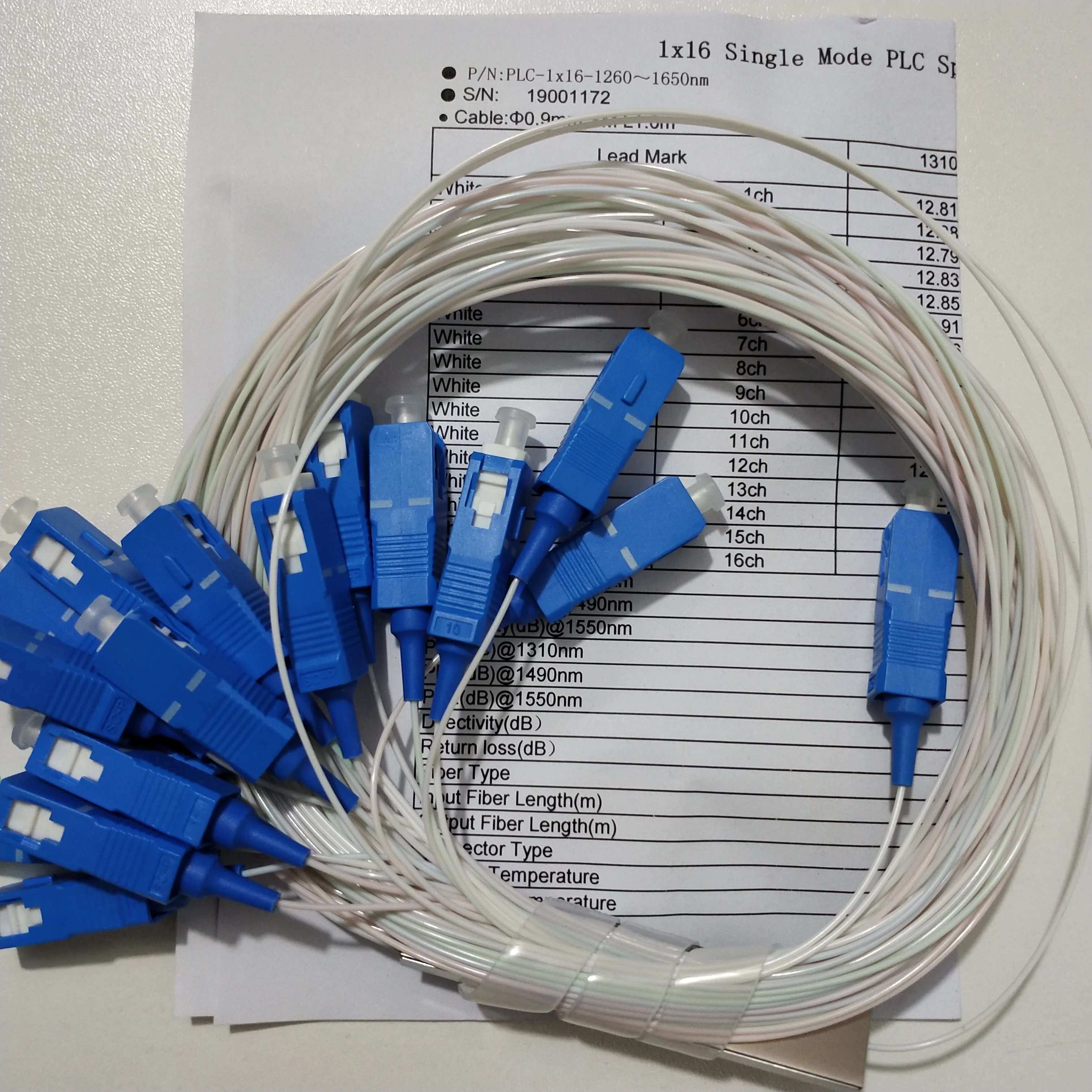 Оптоволоконный ПЛК-сплиттер 20 шт./лот 1x16 SC/upc Blue FTTH ПЛК-Сплиттер по заводской цене |