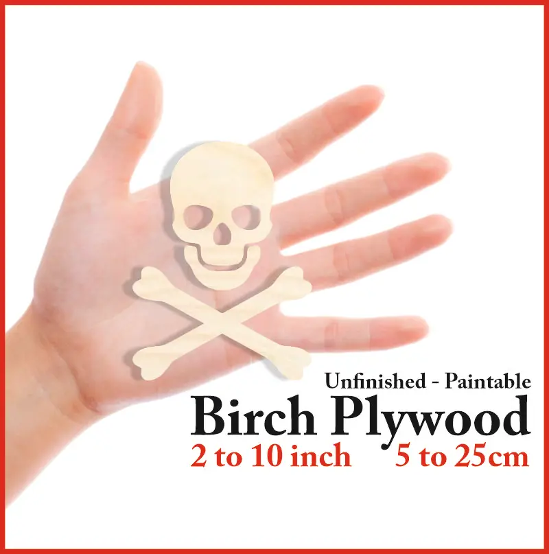 

Crossbones Silhouette Laser Cut Out Wood Shape Craft Supply Unfinished Paintable