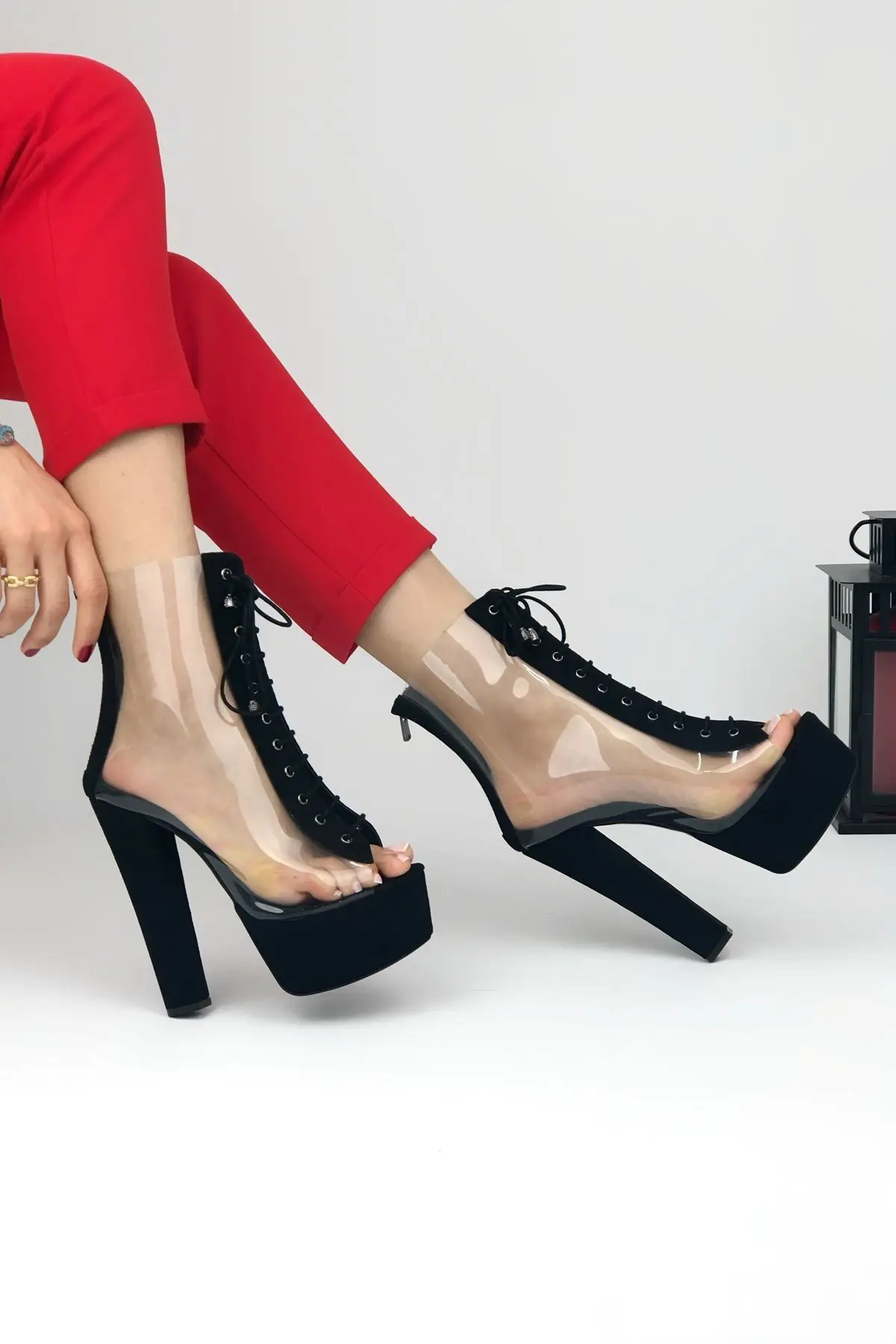 

Londy High Heels Platform Transparent Shoes new season modern design high platform heel sexy women's fashion shoes