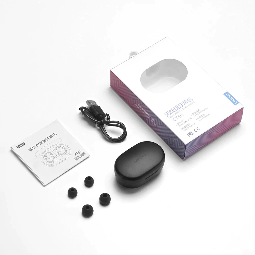 

Original Lenovo XT91 Wireless Bluetooth TWS 5.0 Headphones Touch Control Stereo Sport Headset Noise Reduction Earphone With Mic