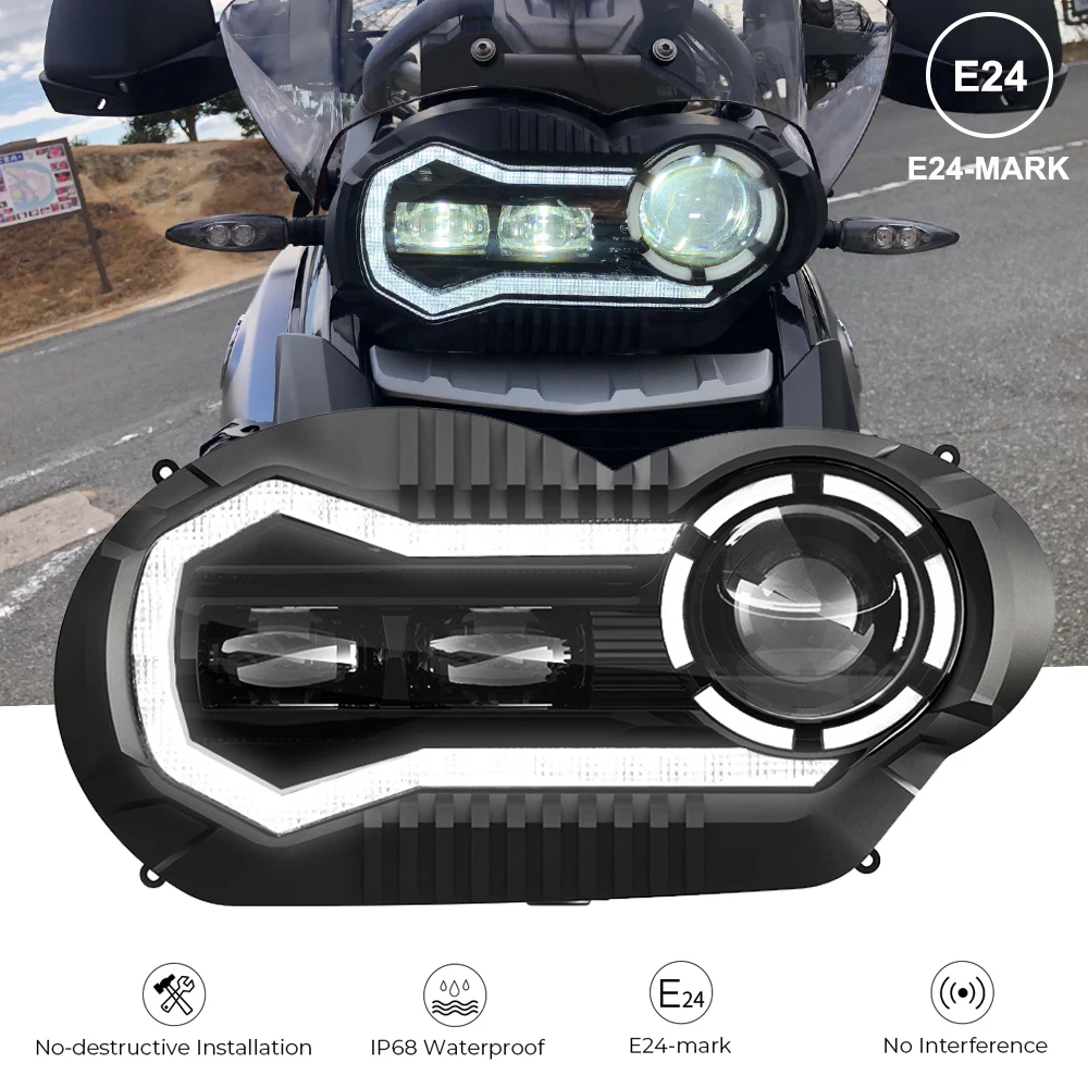 

E24 Approval 2021 Motorcycle Led Headlight For BMW R1200GS LC R1200 GS Adventure 2004-2013 White Headlamp With Hi Lo Beam DRL