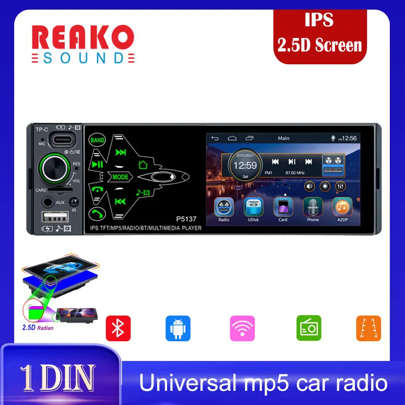 

REAKOSOUND 1Din 3.8Inch IPS 2.5D Screen 12V Car Stereo MP5 Player Autoradio Bluetooth FM Car Radio Auto Audio USB Remote Control