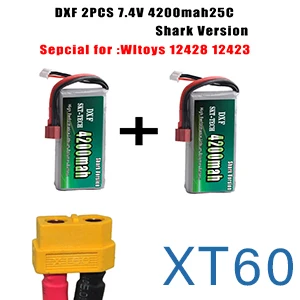 2PCS 4200mah XT60 2 шт. DXF RC Lipo батарея 2s 7,4 V 2700mAh 4200mah 20C Max 40C для Wltoys 12428 feiyue 03 JJRC Q39 Запчасти для обновления - Цвет: 2PCS 4200mah XT60
