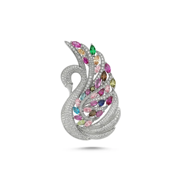 

Silver 925 Sterling Zircon Color Stone Brooch