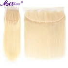 Maxine 613 блонд кружево Фронтальная застежка 10А бразильские прямые человеческие волосы 13x4 4x4 дюйма HD Прозрачная Кружевная застежка Отбеленный узел