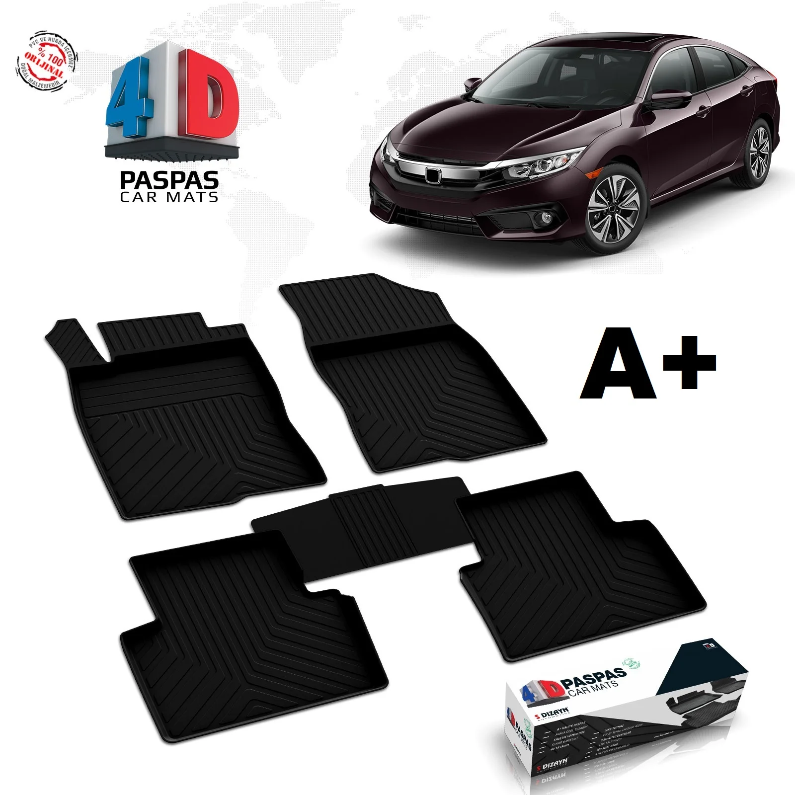 

Фирменные автомобильные резиновые коврики для HONDA CIVIC SD, аксессуары для помещений, внутренняя обивка багажа LUX 2016 2017 2018 2019 2020 модель