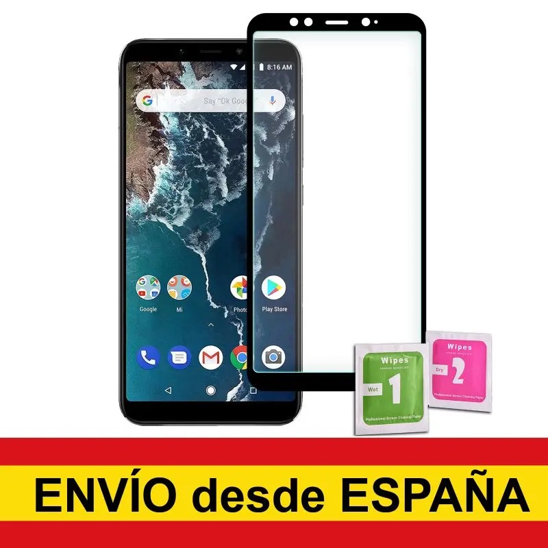 Закаленное стекло для защиты экрана XIAOMI MI A2 / 6X черное переднее полное качество