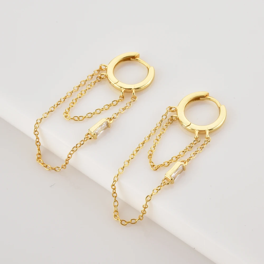 Серьги-кольца ANDYWEN из стерлингового серебра 925 пробы золотого цвета простая