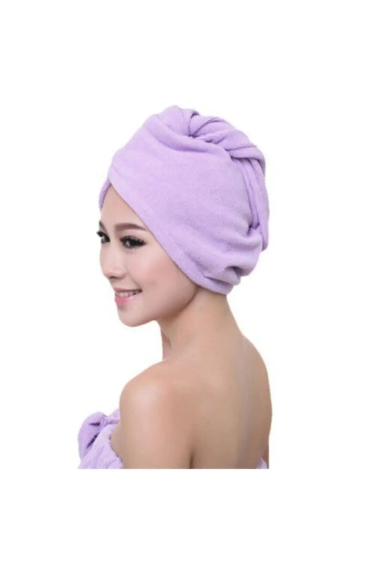 

Bellagente Bella Home Straight Buttoned Towel Purple Hair Drying Cap