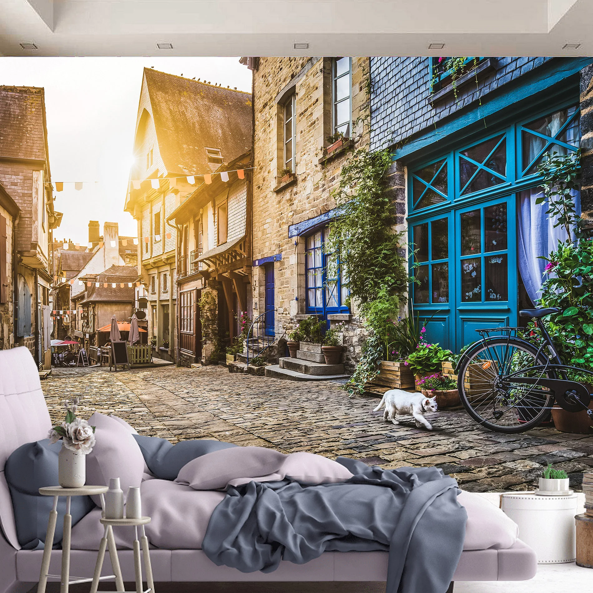 Обои фотообои 3d на стену обои флизелиновые фото стену. Атмосферные улочки тихого