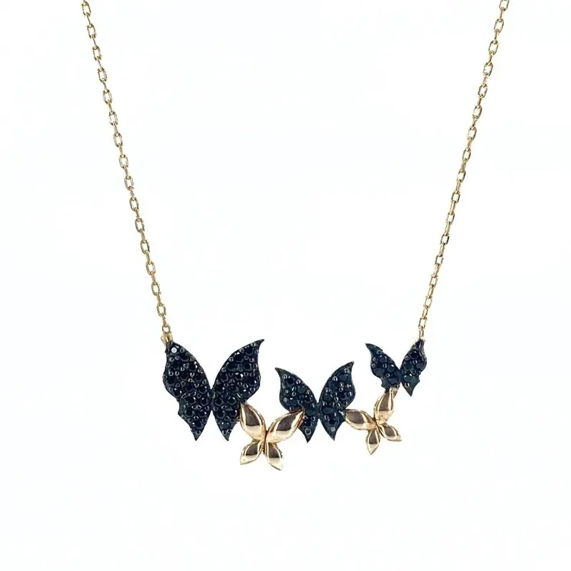 4 four Black Butterfly Silver Necklace | Украшения и аксессуары