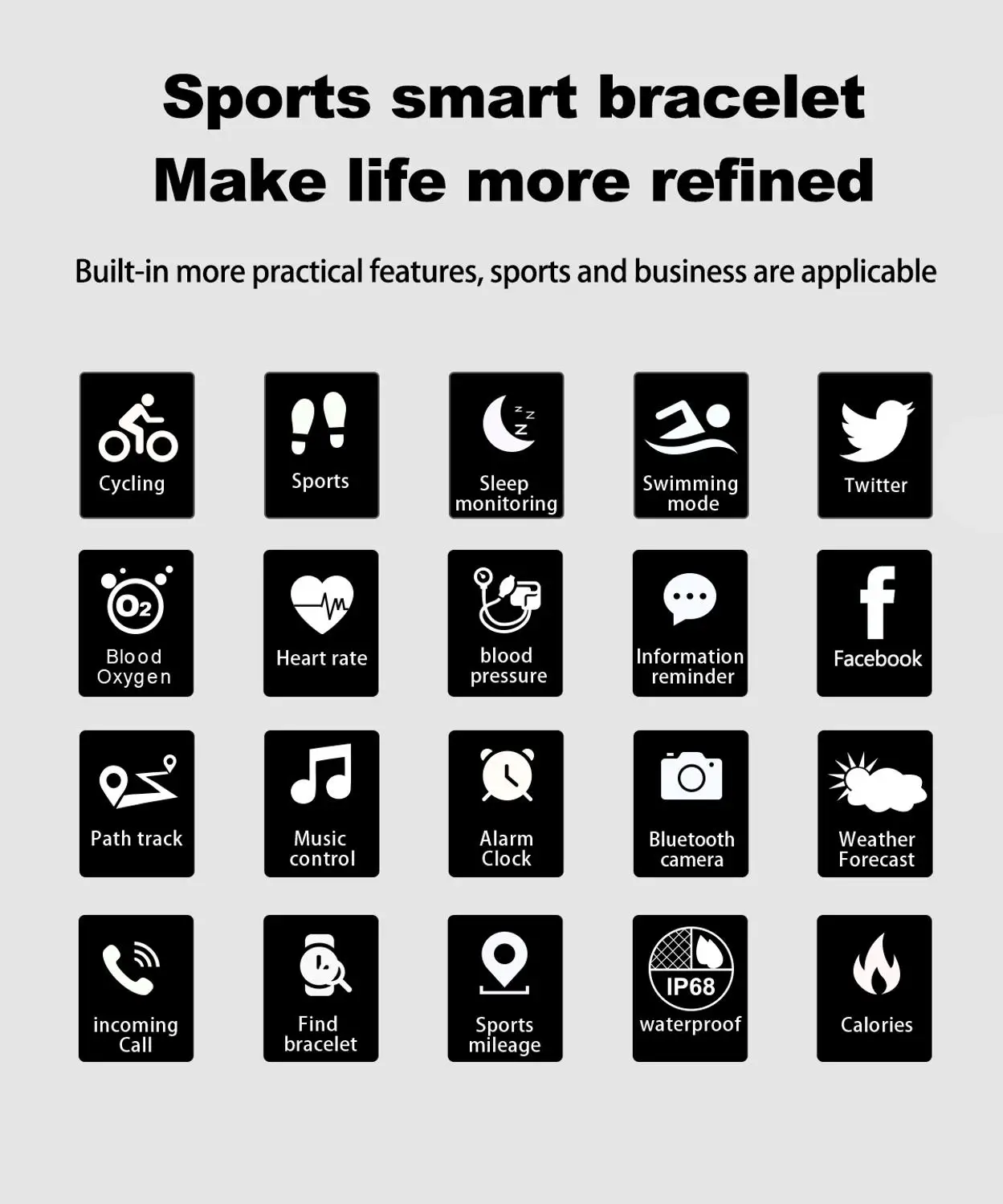 ACCALIA F64HR фитнес-трекер кровяное давление пульсометр спортивный смарт-браслет IP68