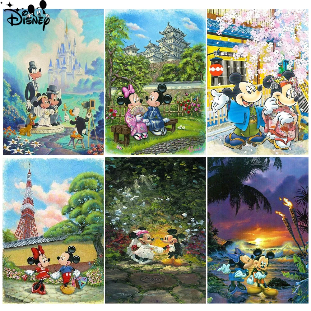Disney Mickey Minnie Diamond Painting Full Square Round Cartoon Sweet Happy Moment Embroidery Mosaic Home Decor Gift