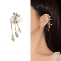 korean pearl zircon ear cuff clip earrings for women non piercing bone c shaped star butterfly tassel rhinestone earring jewelry