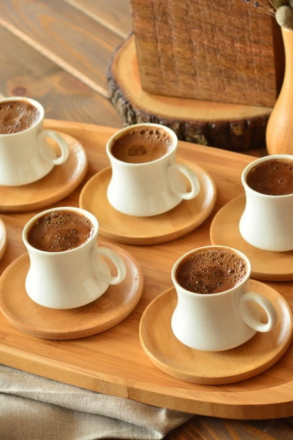 

Elegant Porcelain Coffee Cup Set of 12 Luxury Cup and Bamboo Saucers Plate Set High Quality Turkish Coffee Espresso Tea Cups Set