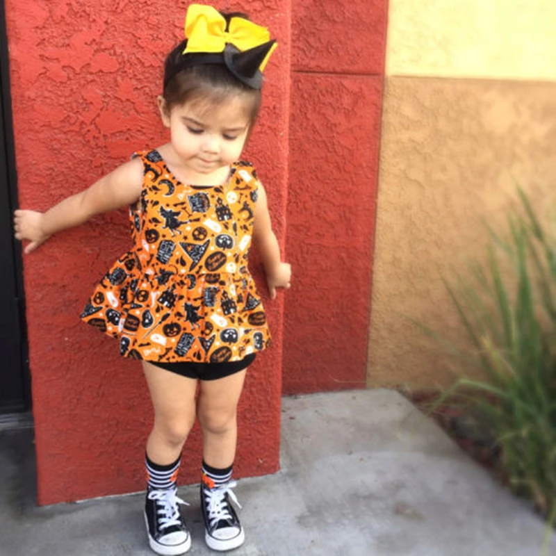 Детская одежда для первого Хэллоуина летние топы без рукавов клетчатые шорты