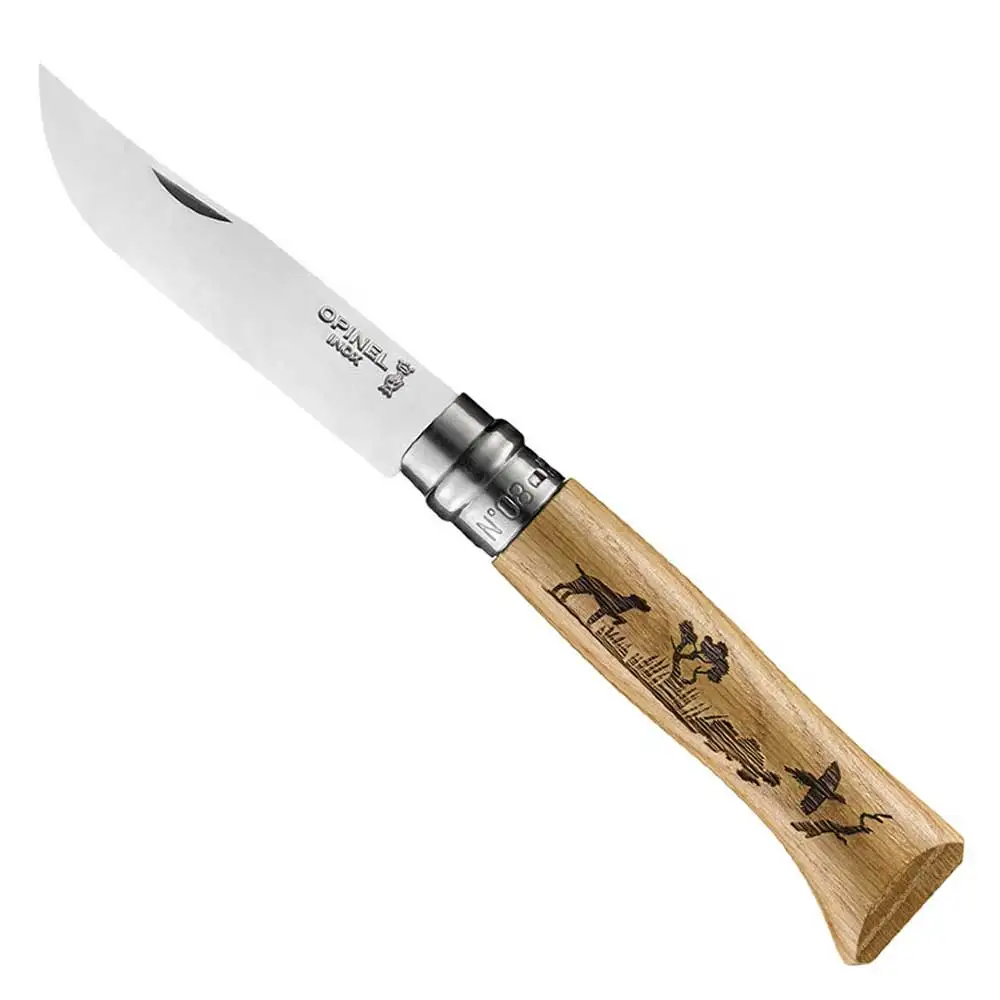 Opinel нержавеющей стали № 8 дуб ручка собака рисунком Нержавеющая сталь карман