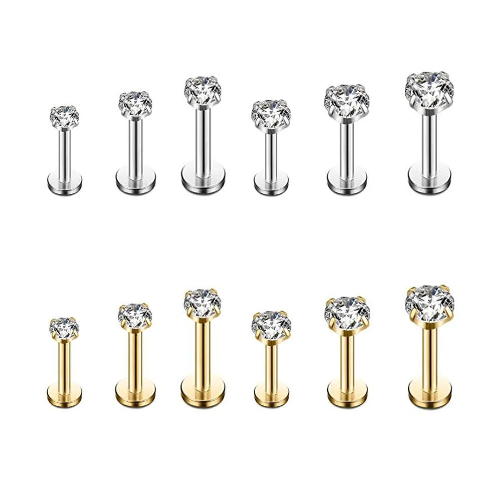 1 шт. Круглый Поддон Сталь губная серьга с внутренней резьбой для пирсинга/16g