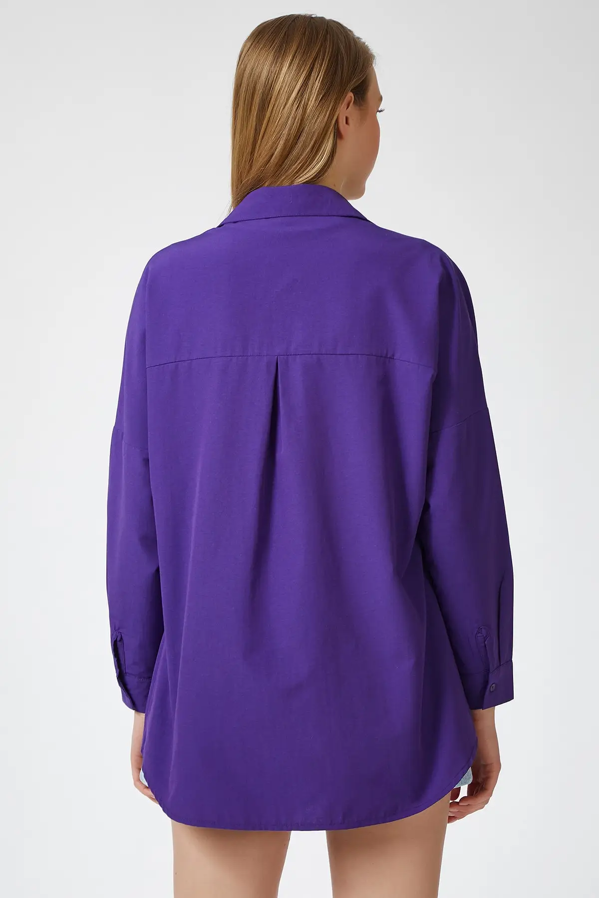

Women's Purple Oversize Long Basic Shirt