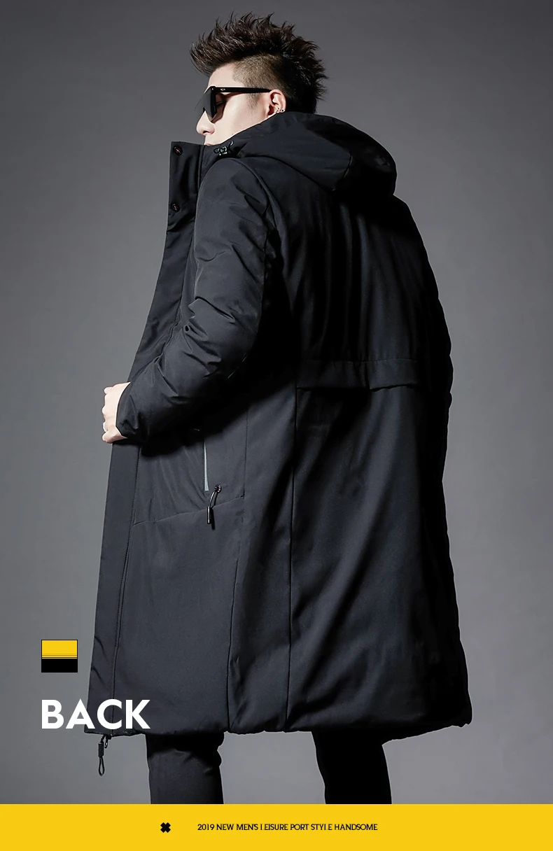Winter Men Thick Hooded Coat High Quality Fashion Men's Coats With Pockets Black Color J9523-85665-G
