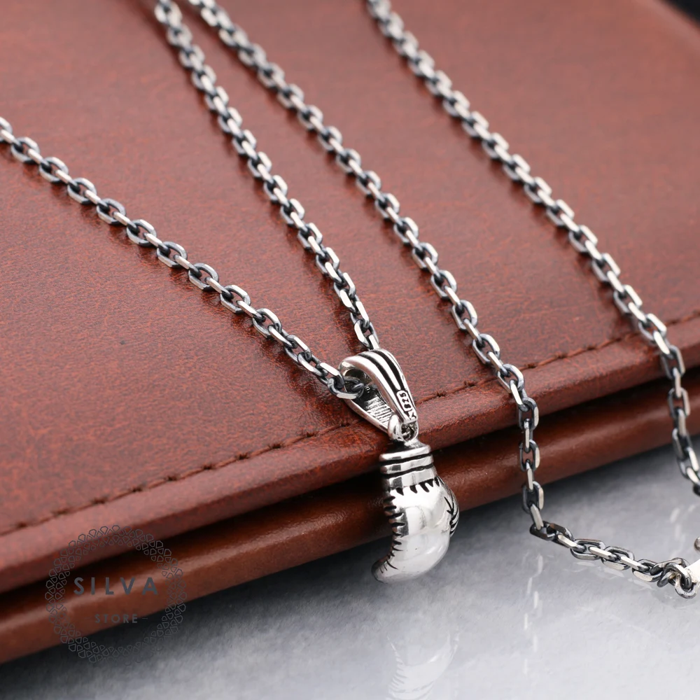 

Silva Original 925 Sterling Silver The palm of a boxer Pendant Necklace for Men S925 silver fashion Jewelry Gift Mens Cable Chai