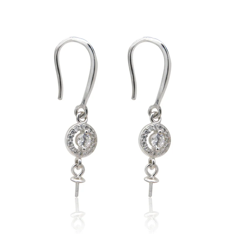 

2pcs 925 Sterling Silver Dangle Earring Settings Findings 30x6mm Fit For Half-drilled Beads DIY Handmade