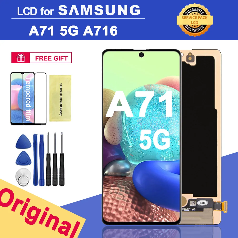 Pantalla LCD Original de 6,5 pulgadas para m&oacute;vil, montaje de digitalizador t&aacute;ctil para Samsung Galaxy A71, 5G, A716, A716B, A716U-0