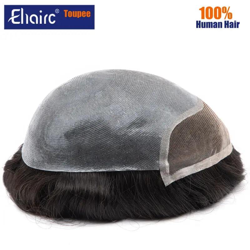 Bio-Men Toupee Invisible Hairline Men's Wigs Replacement System Unit Male Hair Prosthesis 100% Natural Human Hair Wig For Men